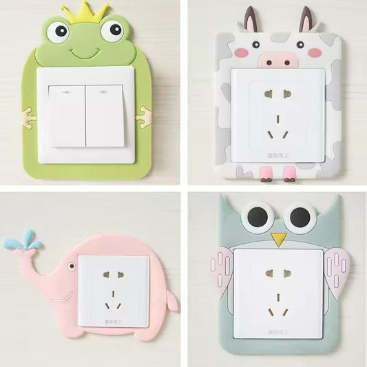 Cute Cartoon Power Socket Stickers Assorted Color (Pack of 4)