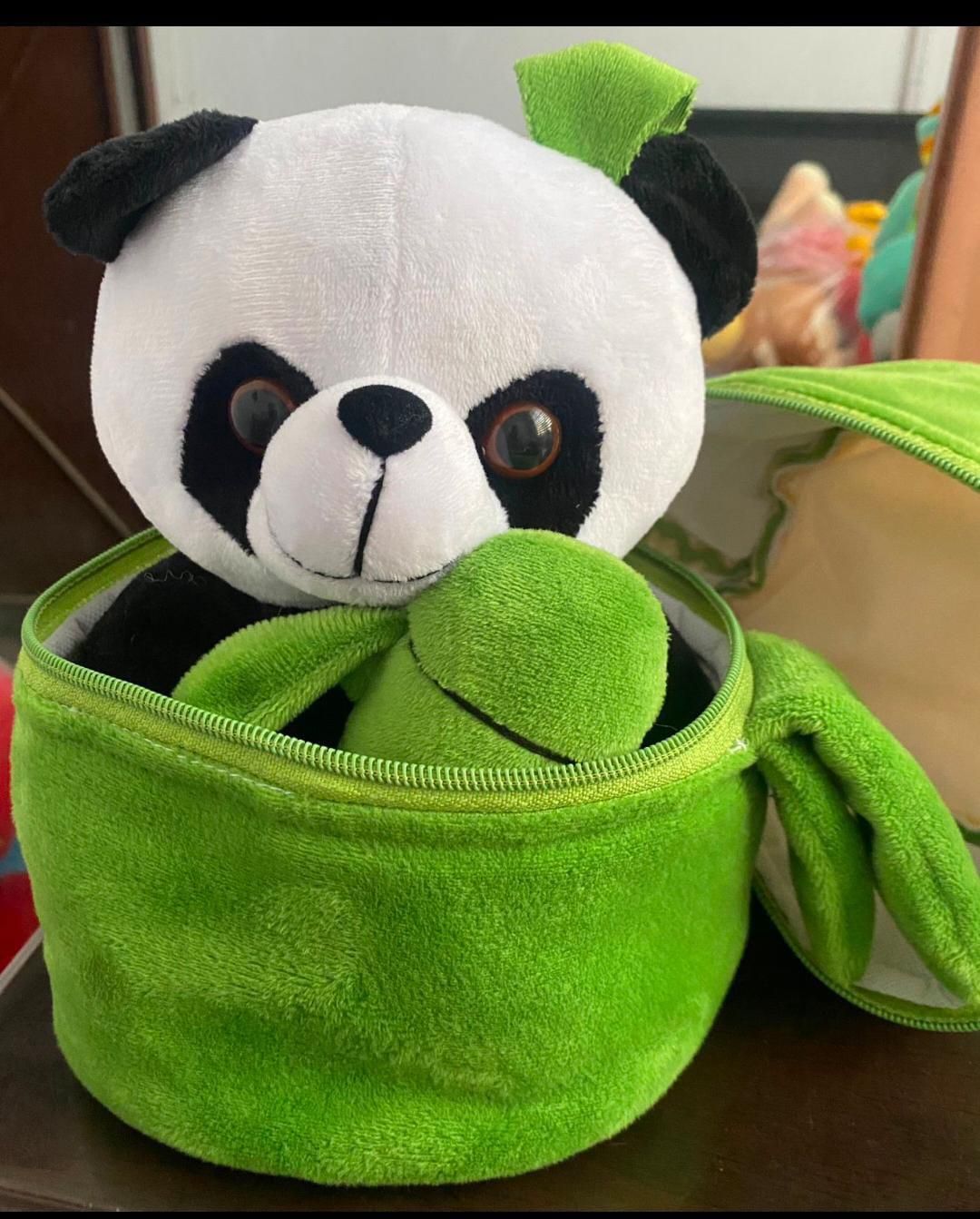 Cute Panda with Bamboo Plush Doll Soft Panda Bear Plush Hugging Pillow for Kids Birthday Gifts