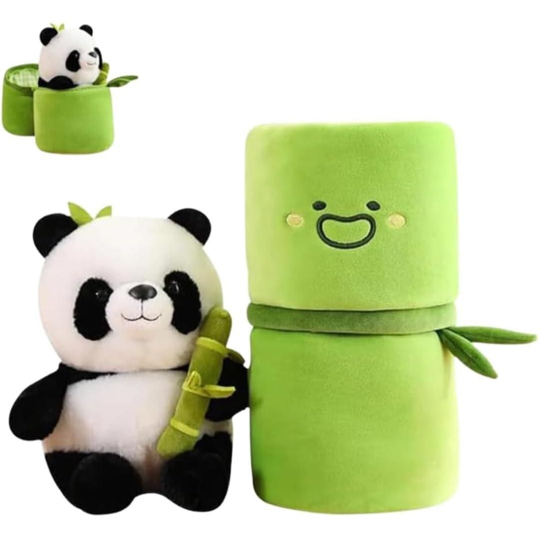 Cute Panda with Bamboo Plush Doll Soft Panda Bear Plush Hugging Pillow for Kids Birthday Gifts